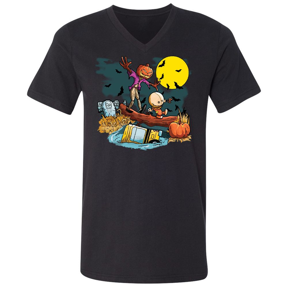 Unisex V-Neck T-Shirt - XW4QV8XY - Black - 1