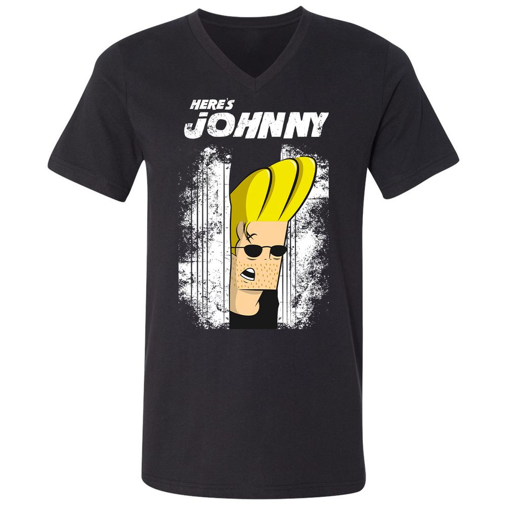 Unisex V-Neck T-Shirt - LG8QZY8F - Black - 1