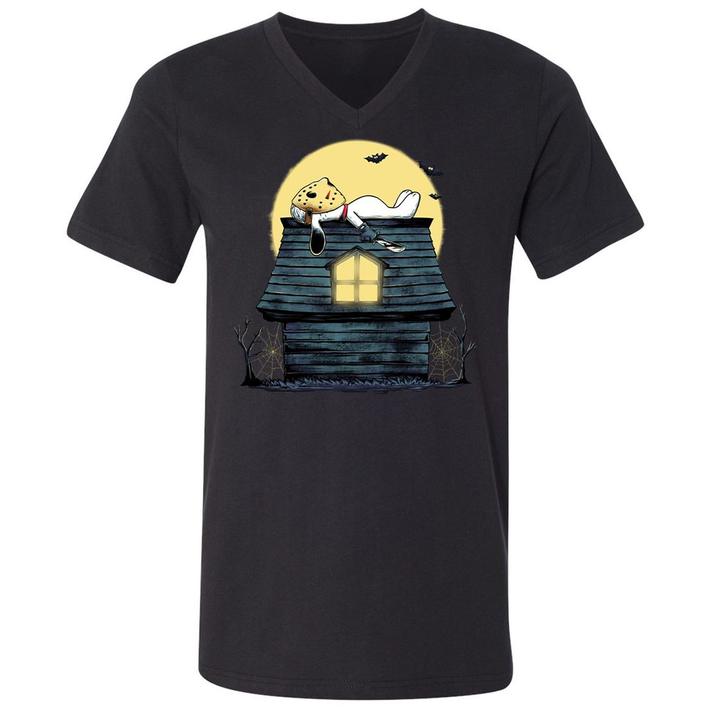 Unisex V-Neck T-Shirt - 4BKGKZSN - Black - 1