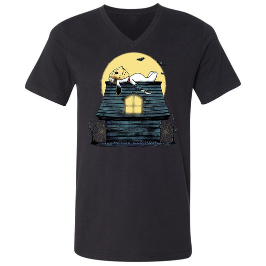 Unisex V-Neck T-Shirt - 4BKGKZSN - Black - 1