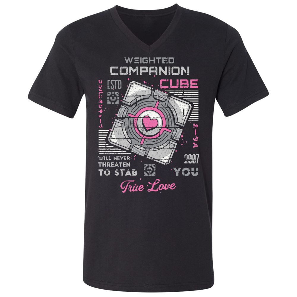 Unisex V-Neck T-Shirt - 7APW6XUH - Black - 1