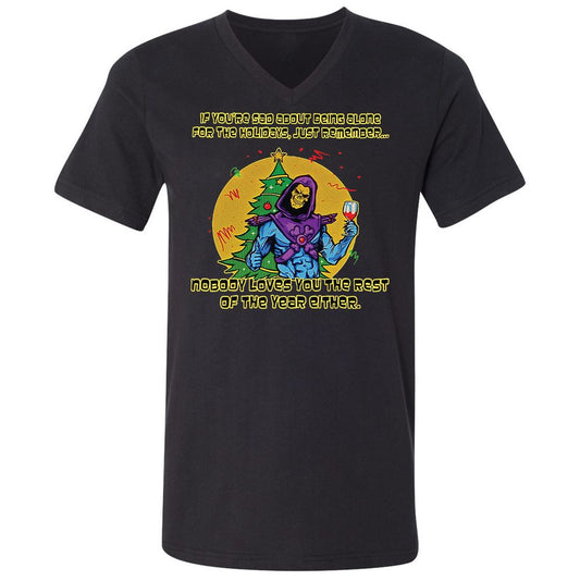 Unisex V-Neck T-Shirt - QGQ2XJF6 - Black - 1