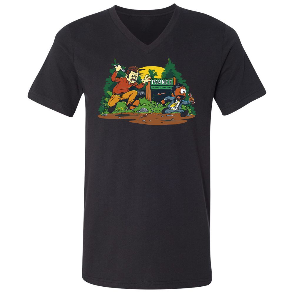 Unisex V-Neck T-Shirt - ZCJ269H9 - Black - 1