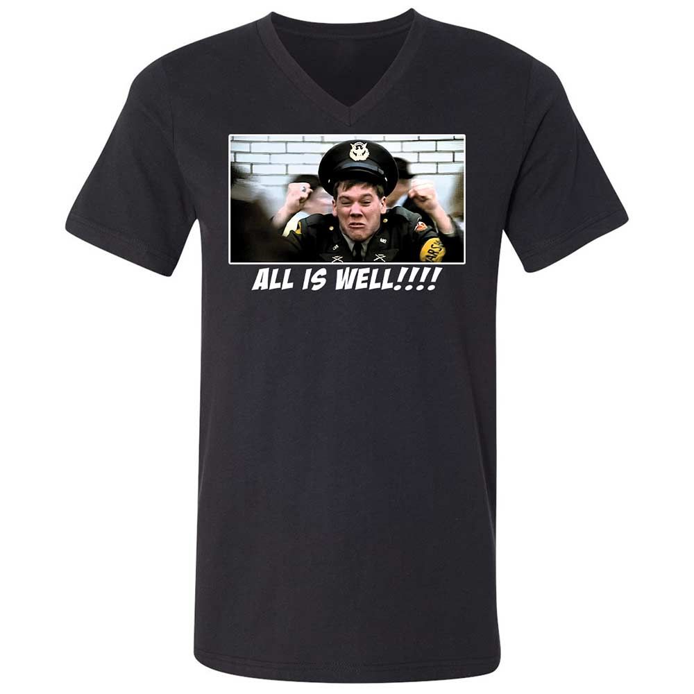 Unisex V-Neck T-Shirt - Q6XM7DZE - Black - 1