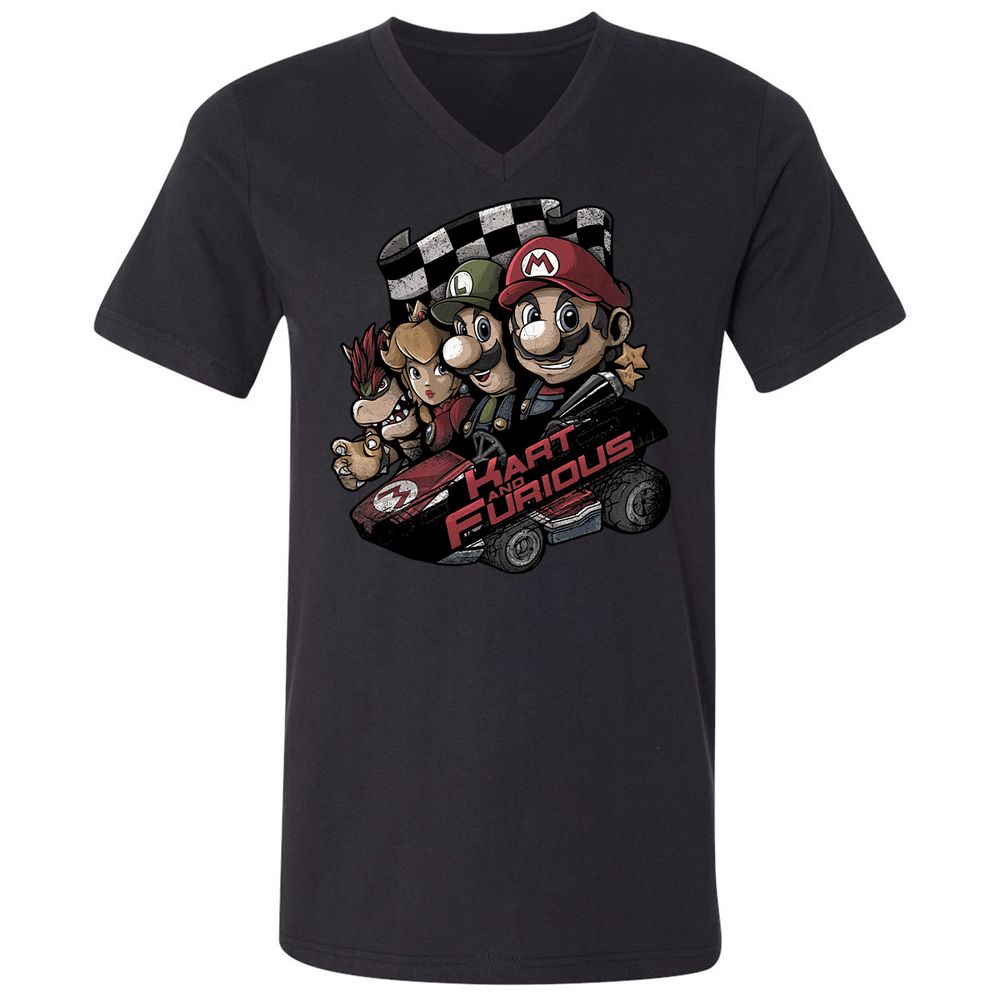 Unisex V-Neck T-Shirt - 6JBP9TWU - Black - 1