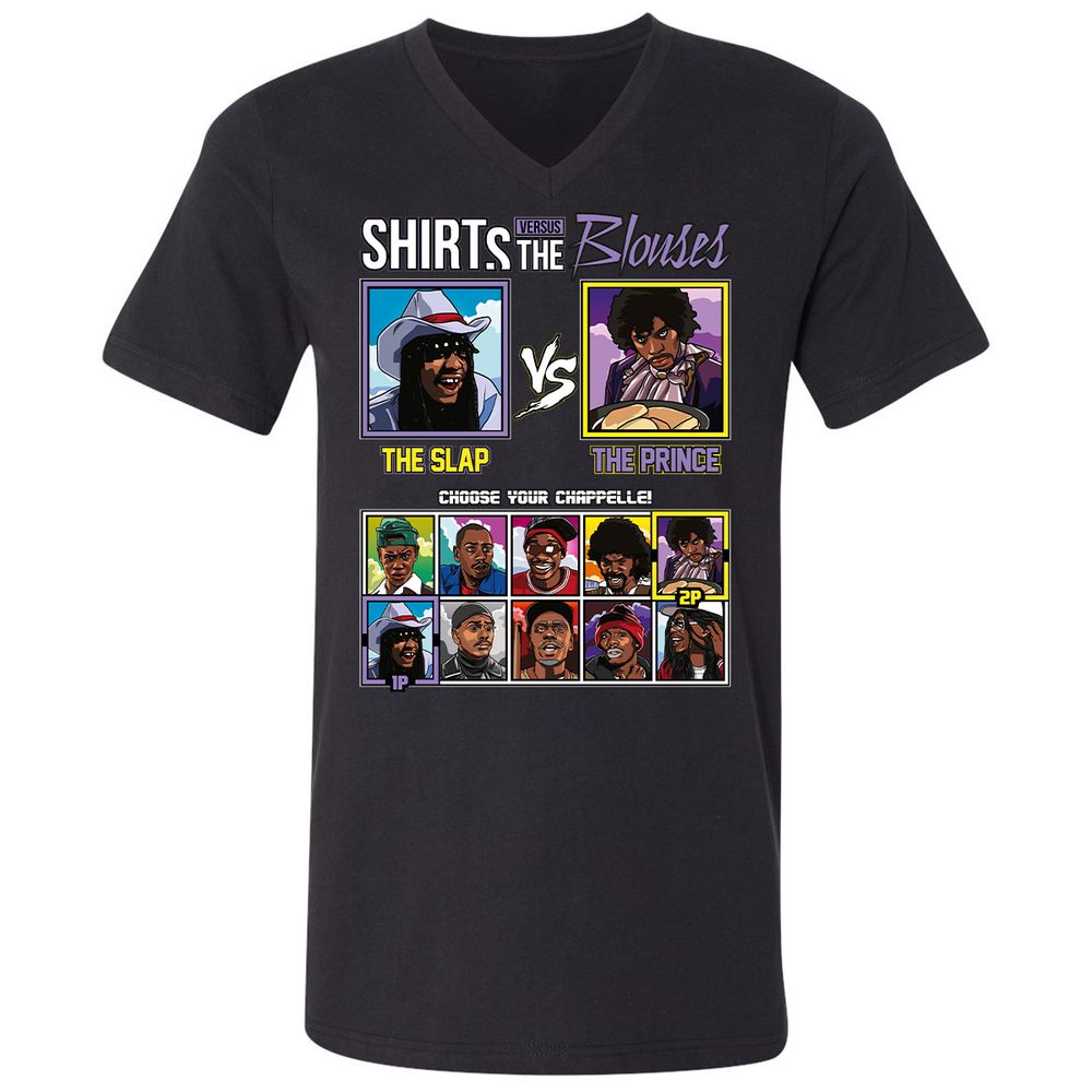 Unisex V-Neck T-Shirt - JFH958CB - Black - 1