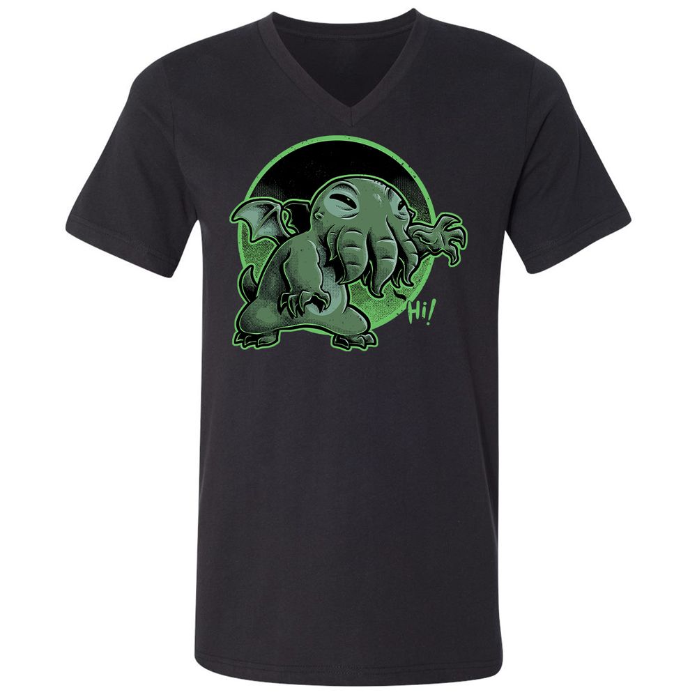Unisex V-Neck T-Shirt - H9DCGJQM - Black - 1