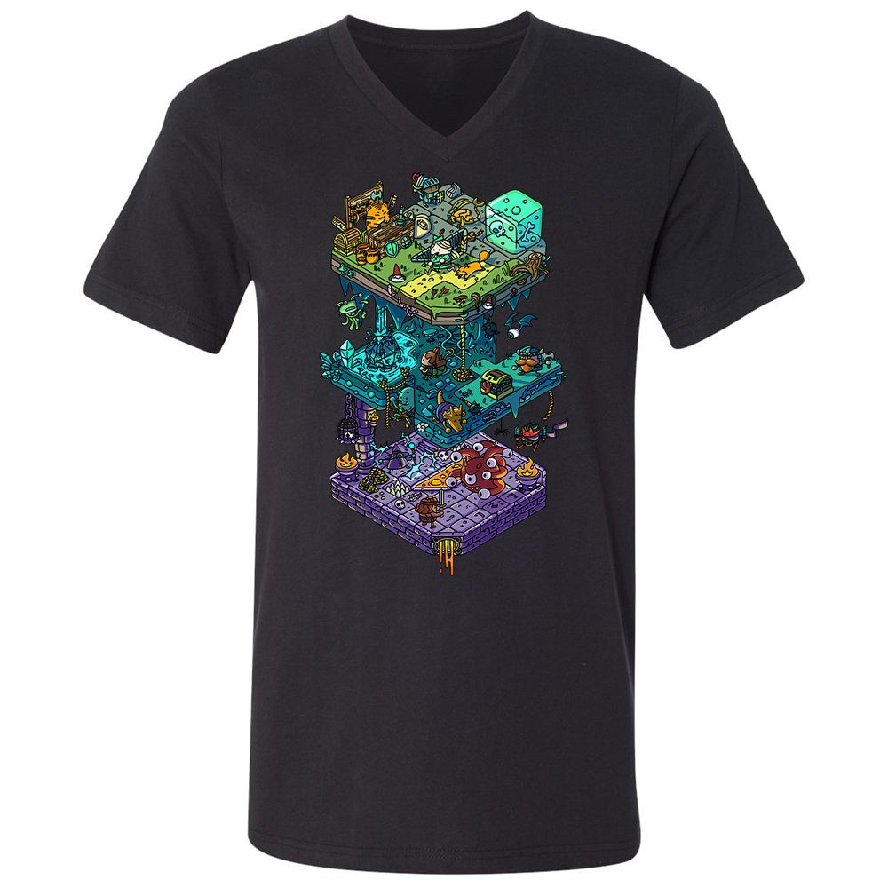 Unisex V-Neck T-Shirt - 5DHA3NEM - Black - 1