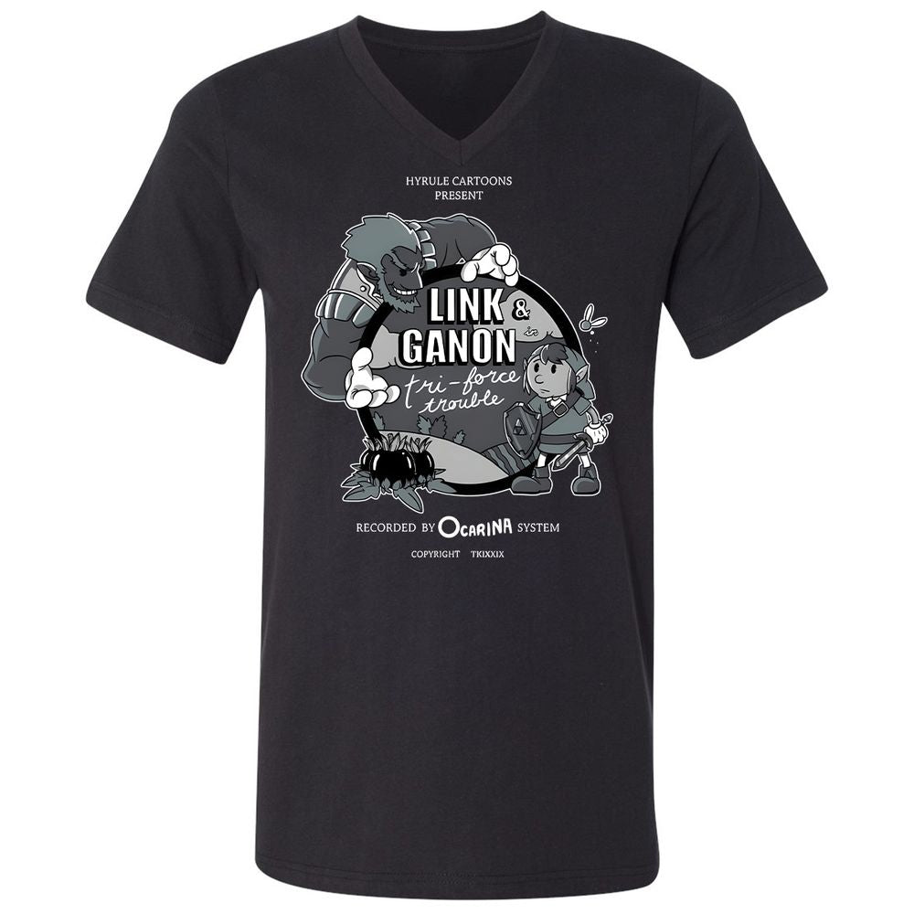 Unisex V-Neck T-Shirt - R5CWJQP9 - Black - 1