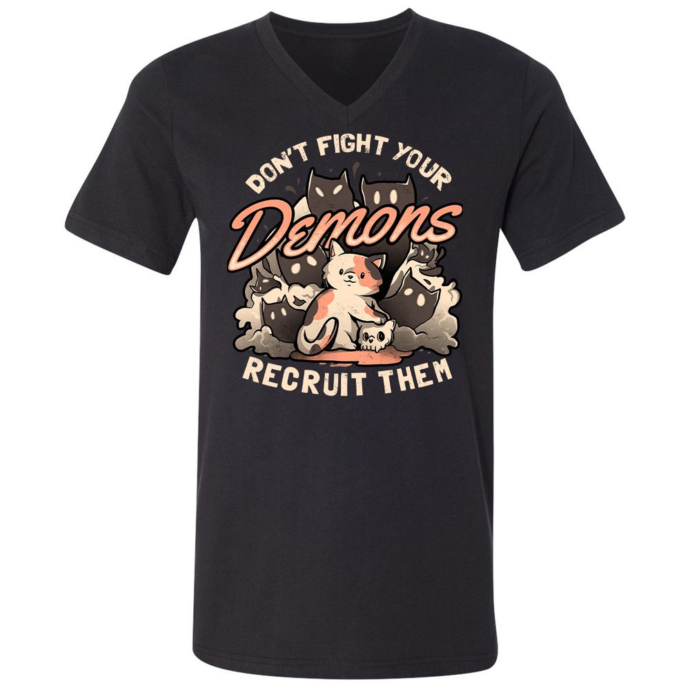 Unisex V-Neck T-Shirt - ZFXYENYW - Black - 1