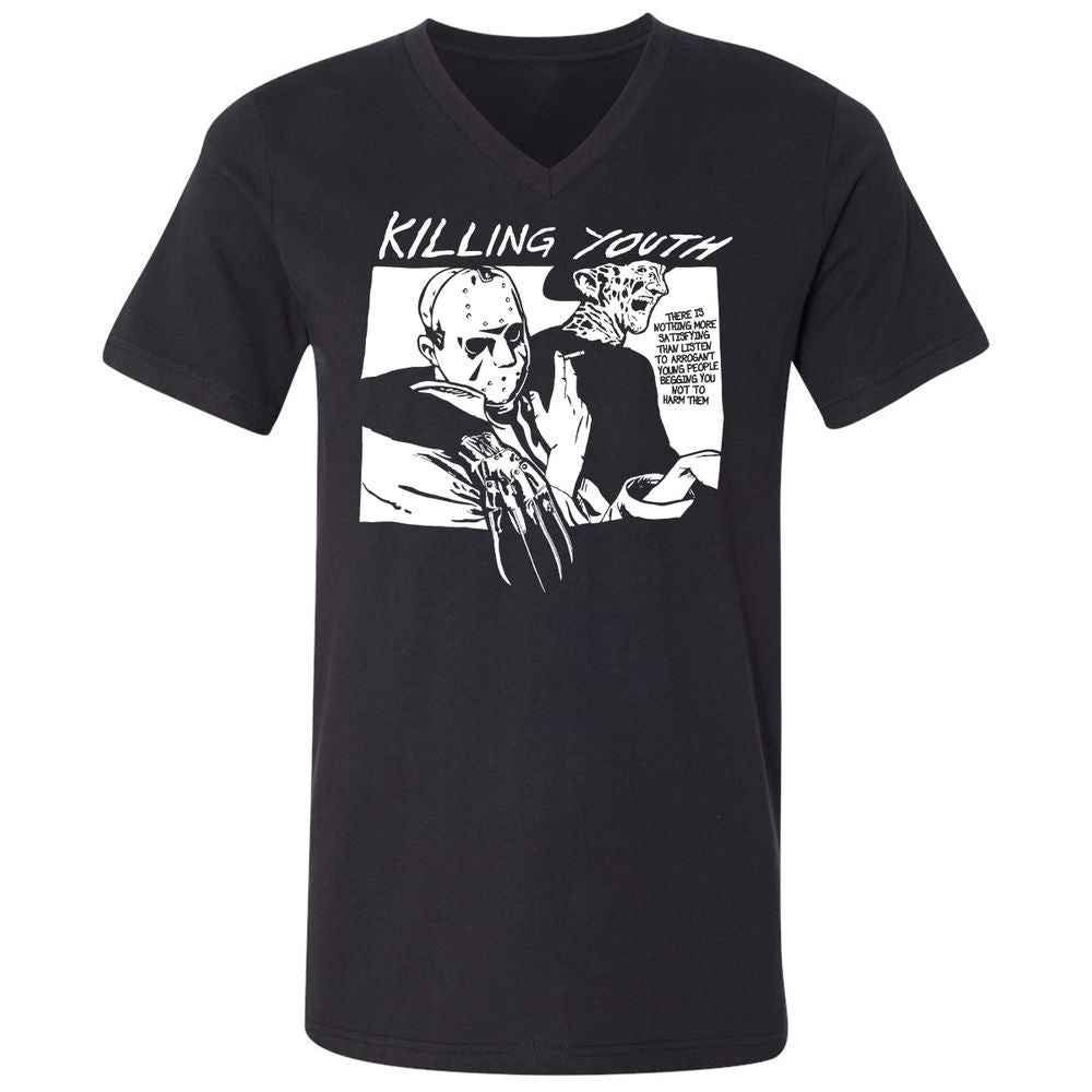 Unisex V-Neck T-Shirt - NNNCQFLY - Black - 1