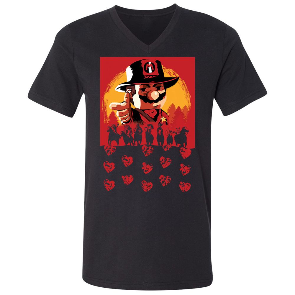 Unisex V-Neck T-Shirt - QTV11C72 - Black - 1