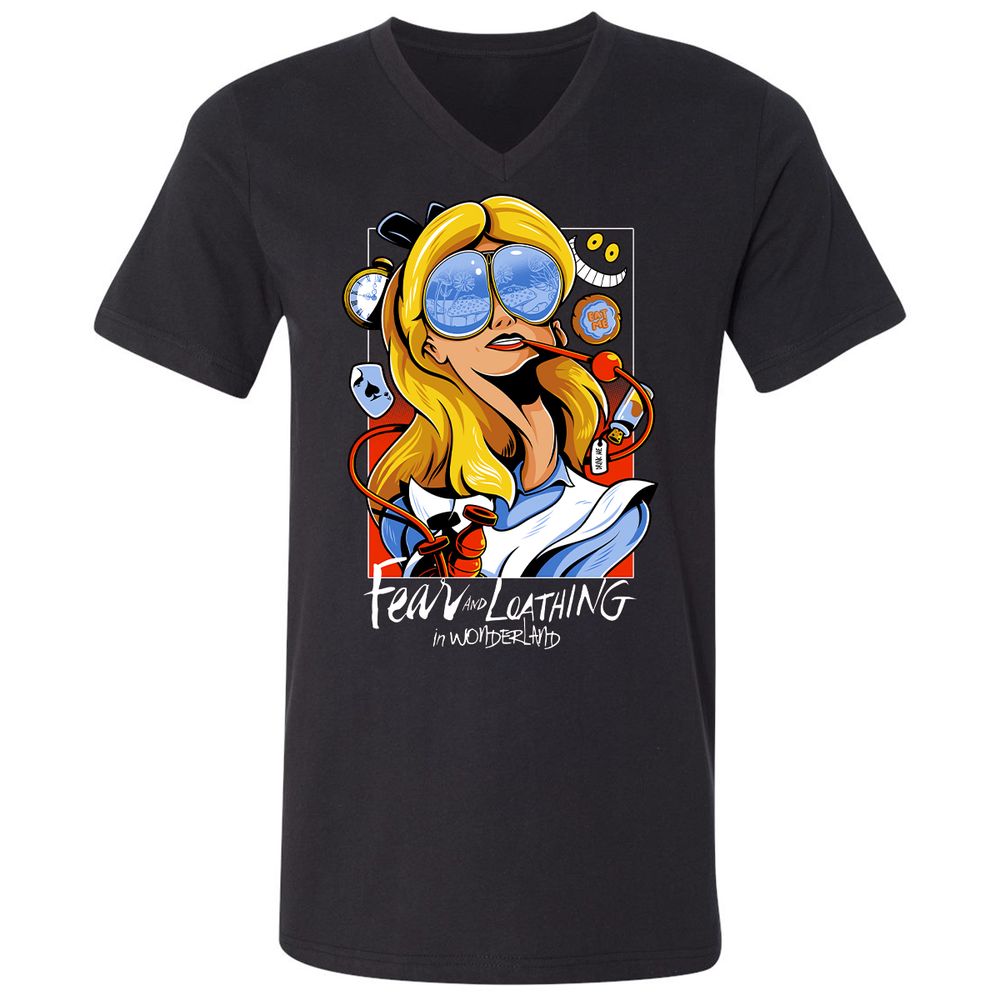 Unisex V-Neck T-Shirt - P7K7CRL8 - Black - 1