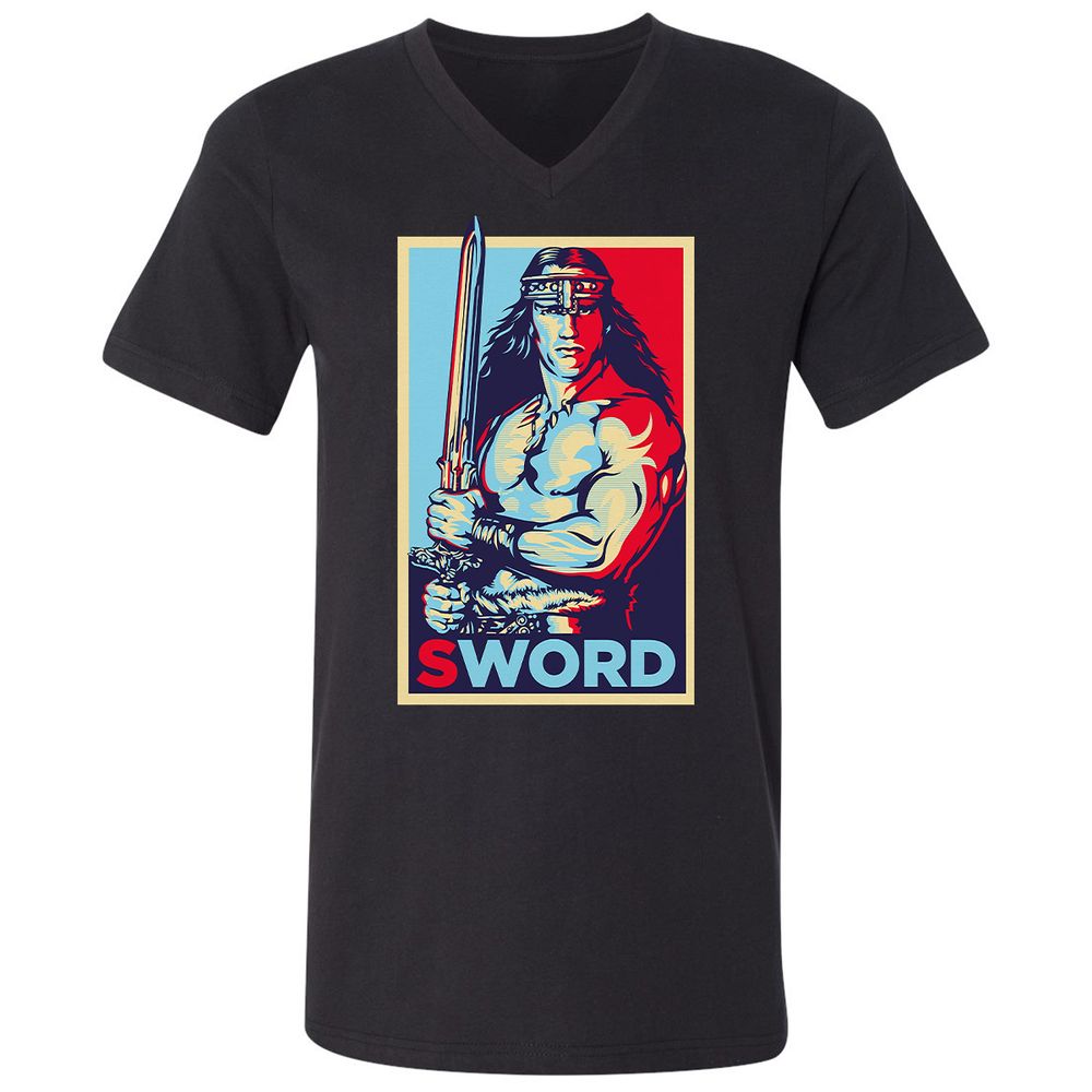 Unisex V-Neck T-Shirt - K8JV657Z - Black - 1