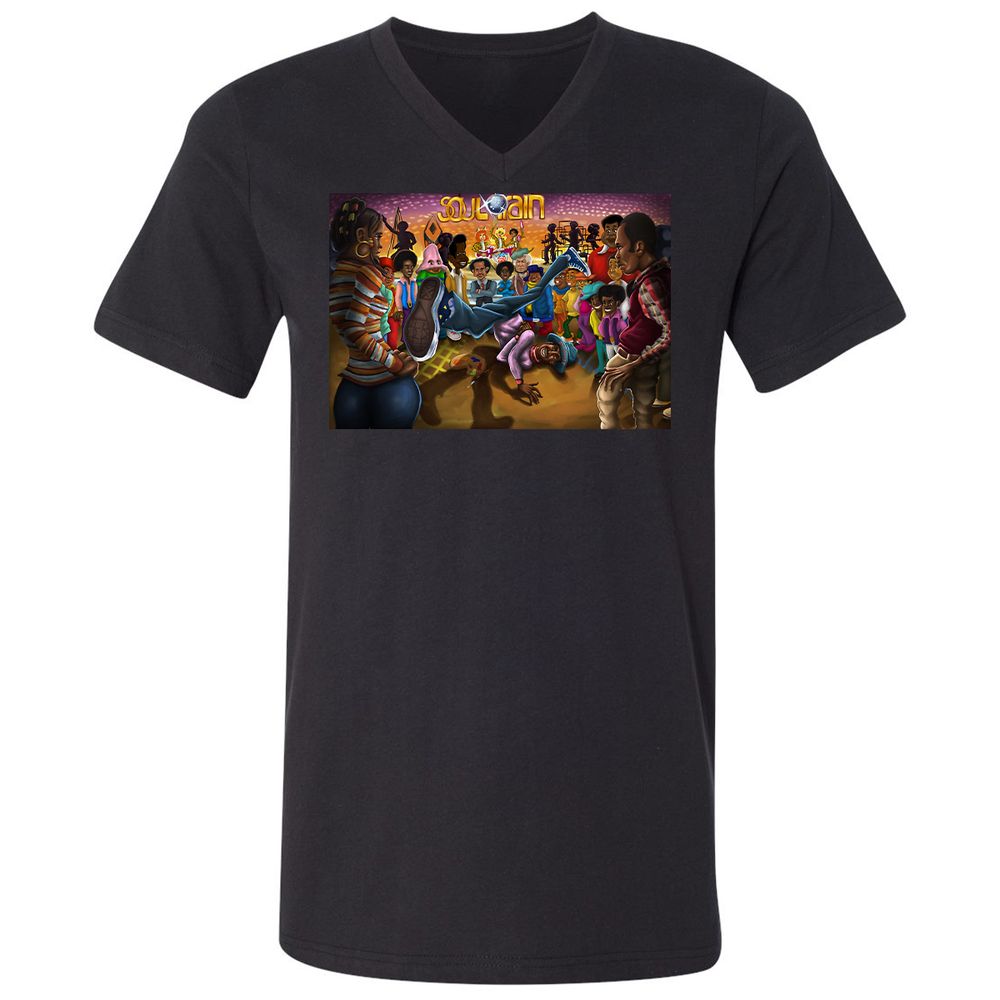Unisex V-Neck T-Shirt - F7JFF4ZY - Black - 1