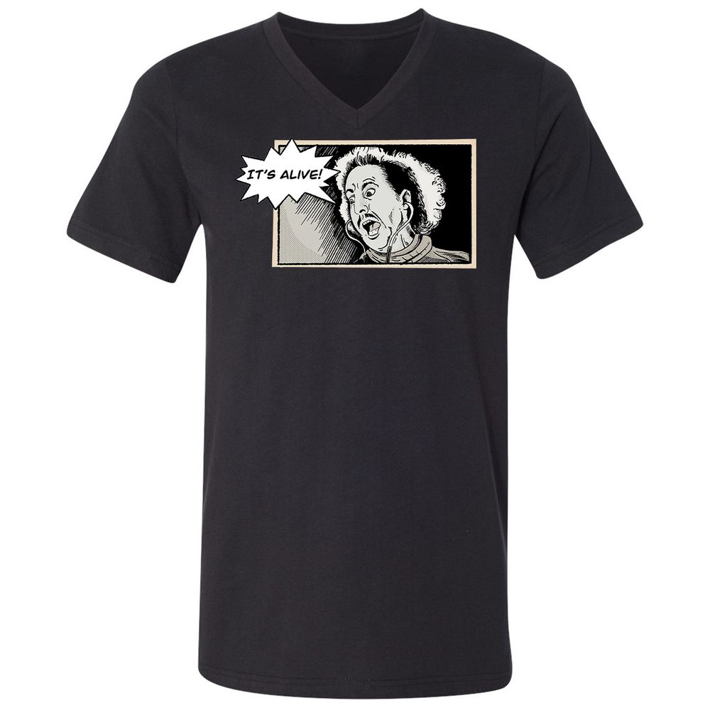 Unisex V-Neck T-Shirt - Q5UHYBSY - Black - 1