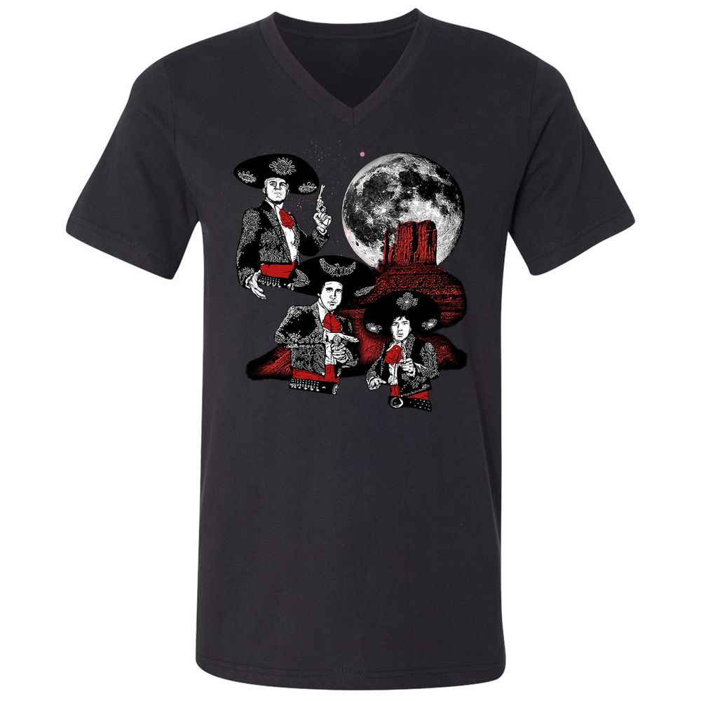 Unisex V-Neck T-Shirt - YW8XA733 - Black - 1