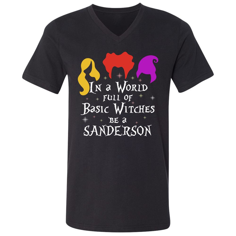 Unisex V-Neck T-Shirt - HUSEQHXB - Black - 1