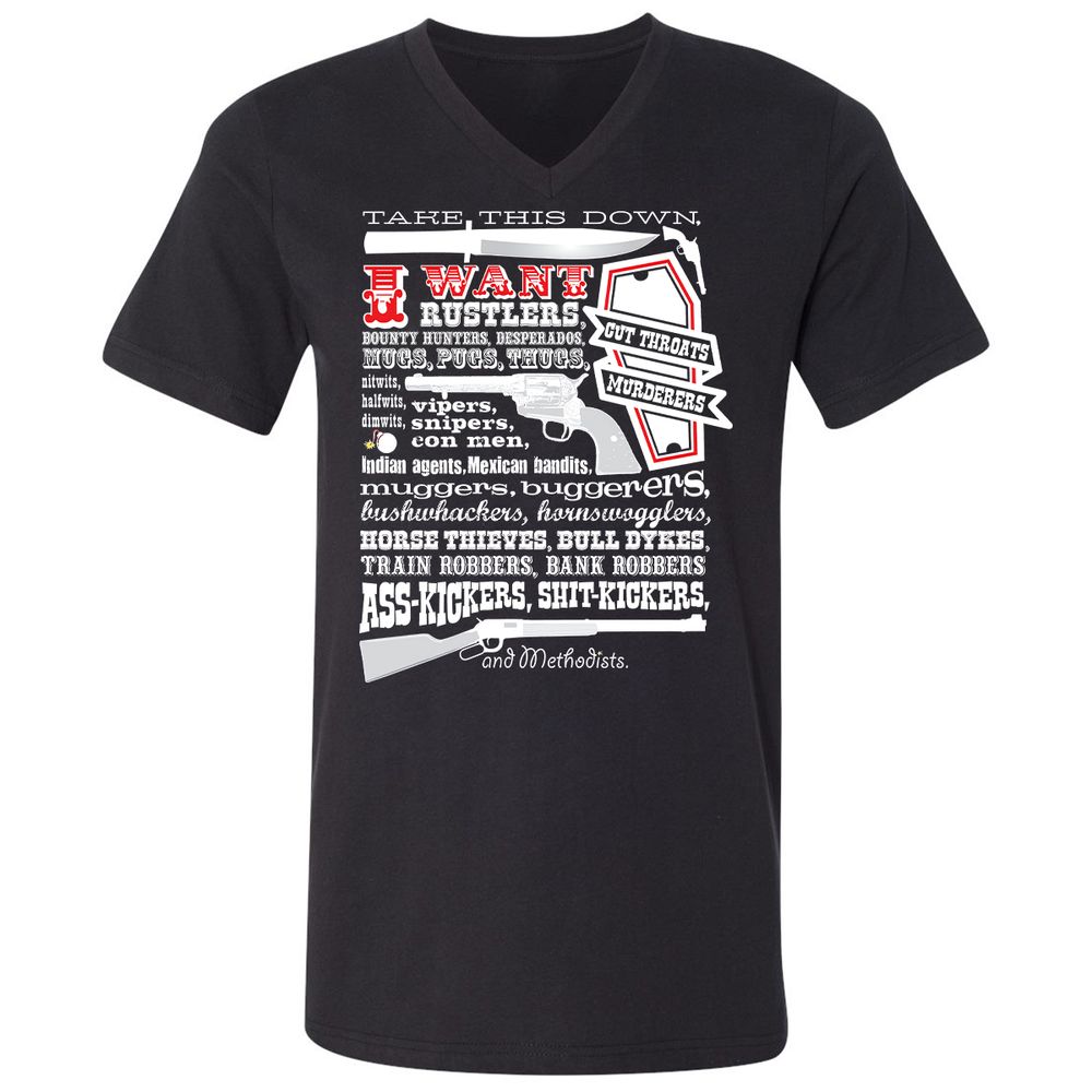 Unisex V-Neck T-Shirt - Y86TS87P - Black - 1