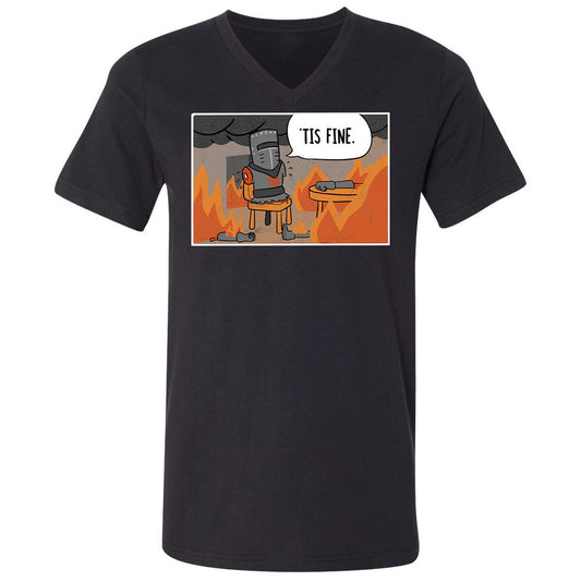 Unisex V-Neck T-Shirt - NXZFQQ8L - Black - 1