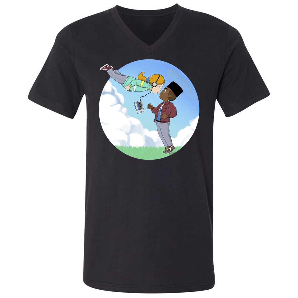 Unisex V-Neck T-Shirt - YQL1LWXH - Black - 1