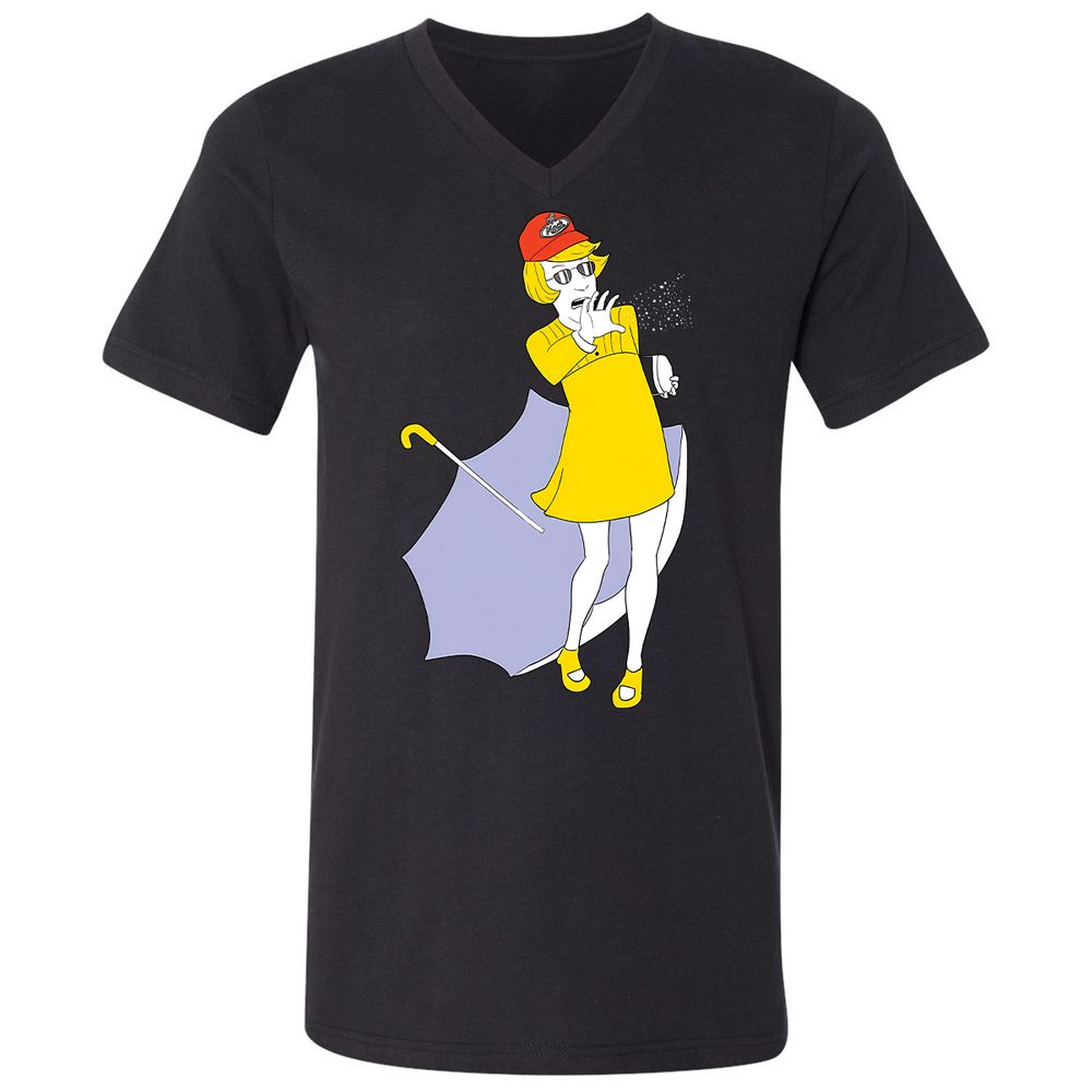 Unisex V-Neck T-Shirt - YTFQAKHL - Black - 1