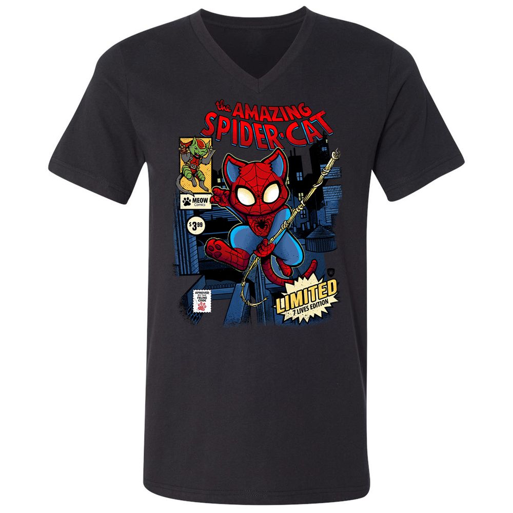 Unisex V-Neck T-Shirt - QFDE9UU7 - Black - 1