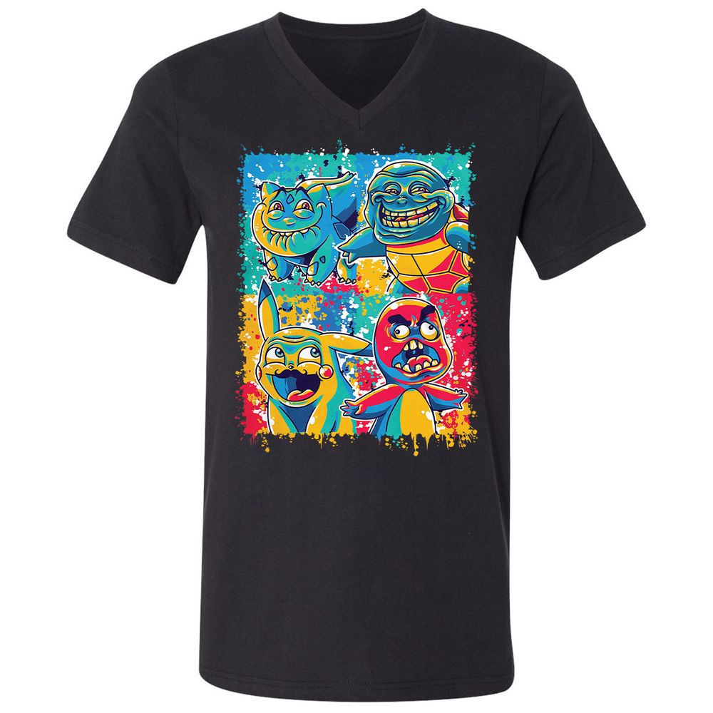 Unisex V-Neck T-Shirt - P6JLJ7FX - Black - 1