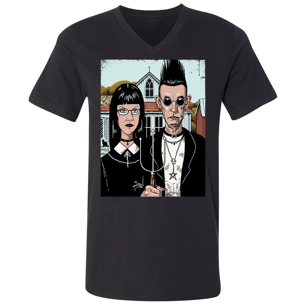 Unisex V-Neck T-Shirt - 5EA5DYBF - Black - 1