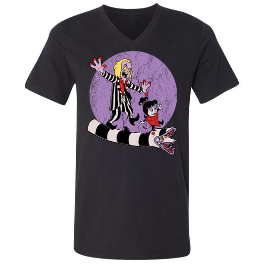 Unisex V-Neck T-Shirt - SKB9WUQH - Black - 1