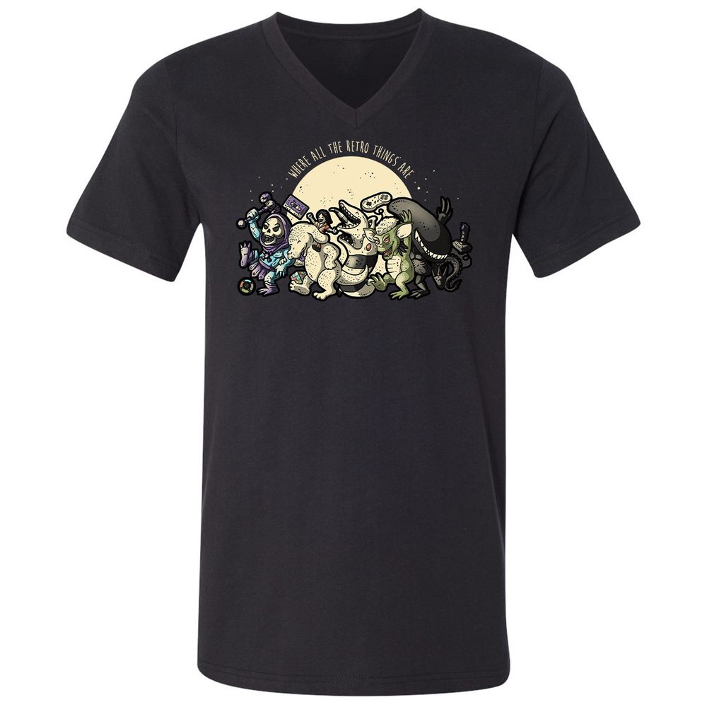 Unisex V-Neck T-Shirt - RWLZCFU3 - Black - 1