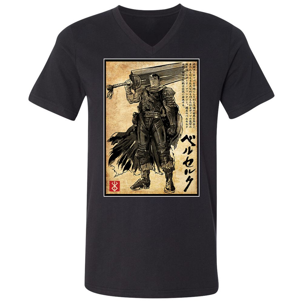 Unisex V-Neck T-Shirt - 6V9UDS5Q - Black - 1