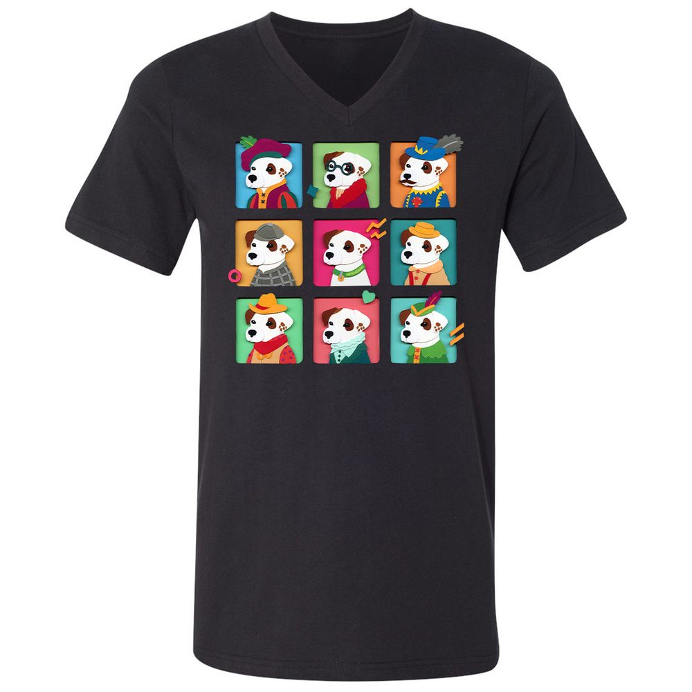 Unisex V-Neck T-Shirt - 6TJT3JP9 - Black - 1