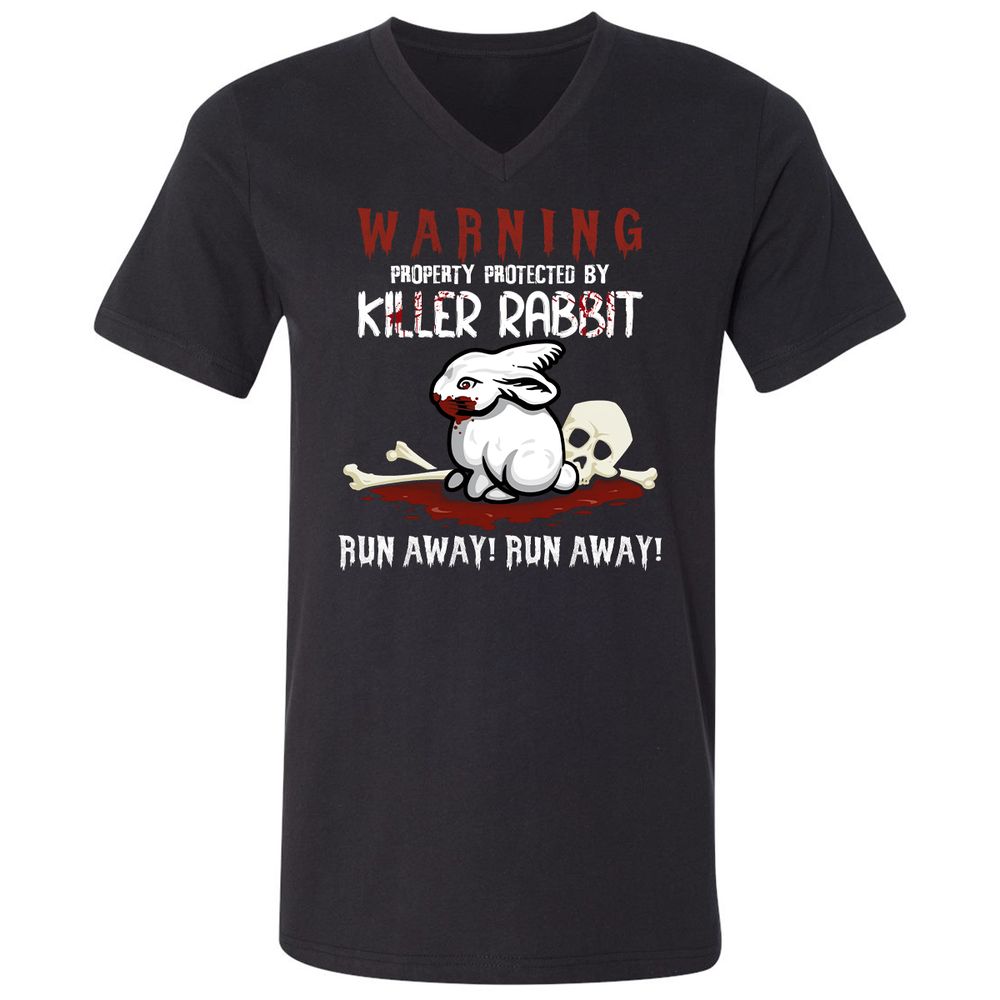 Unisex V-Neck T-Shirt - PWJBPH3J - Black - 1