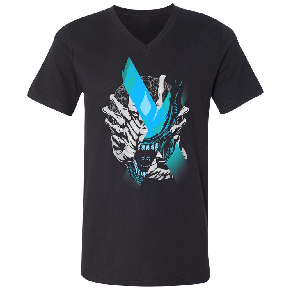 Unisex V-Neck T-Shirt - X6XW7949 - Black - 1