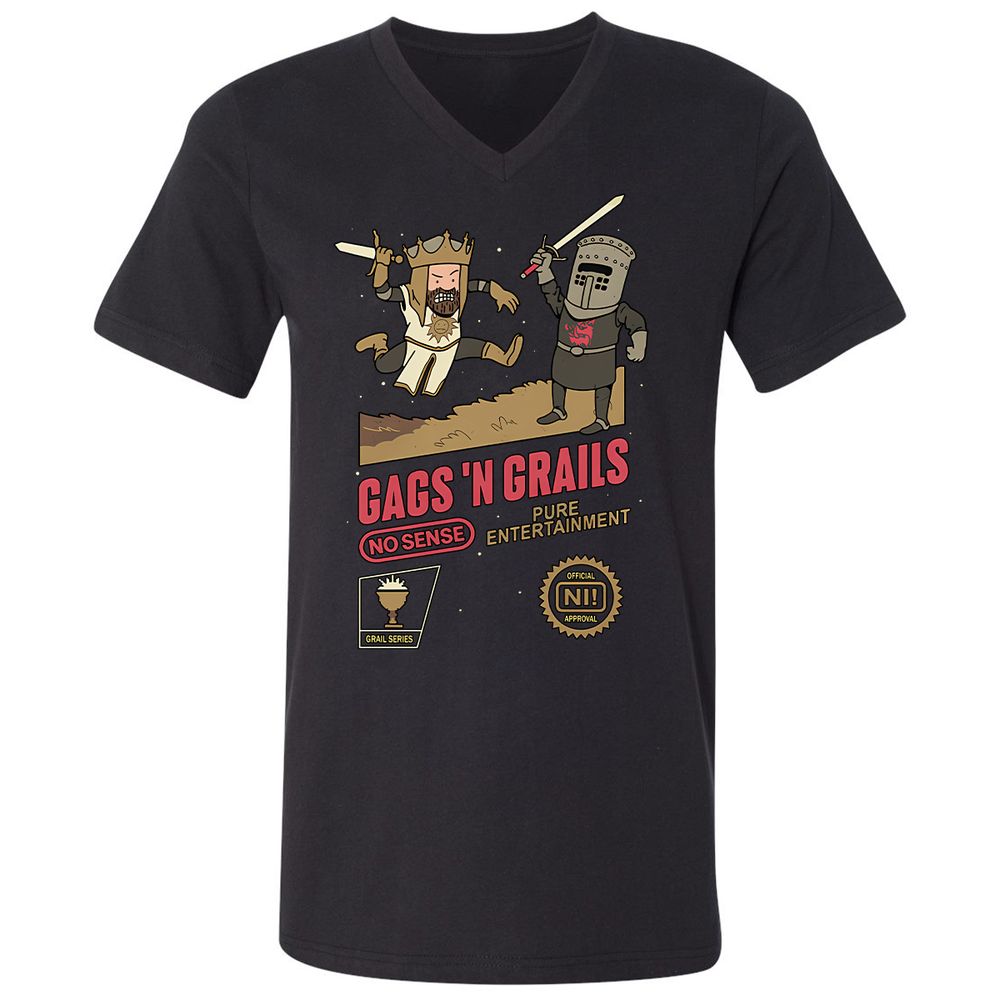 Unisex V-Neck T-Shirt - E86P23SQ - Black - 1