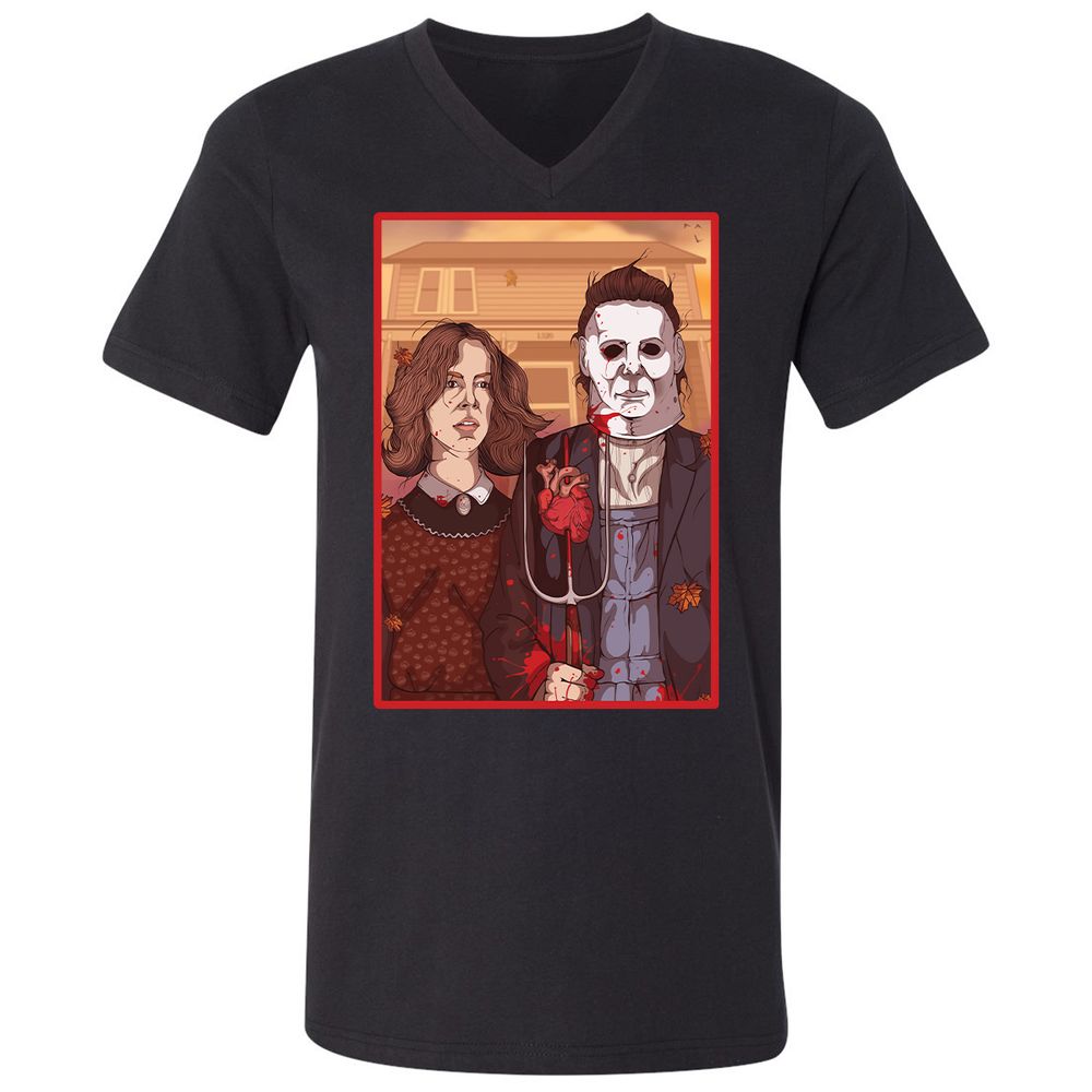 Unisex V-Neck T-Shirt - 6GFF19ZQ - Black - 1