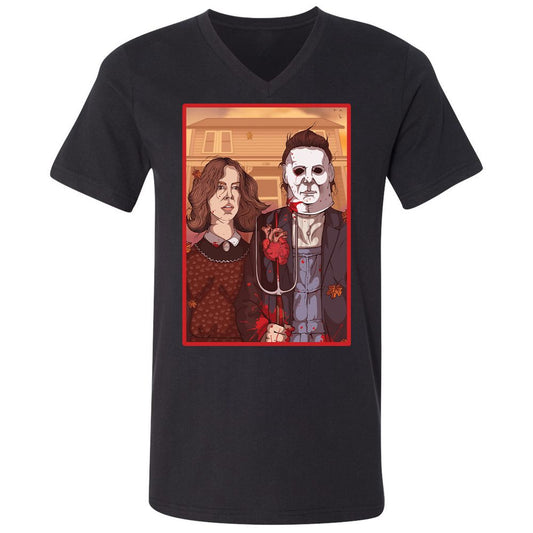 Unisex V-Neck T-Shirt - 6GFF19ZQ - Black - 1