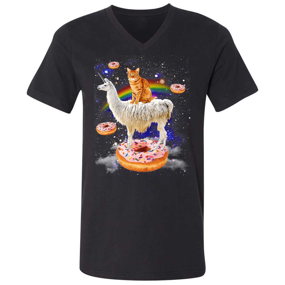 Unisex V-Neck T-Shirt - 4SMALEQW - Black - 1