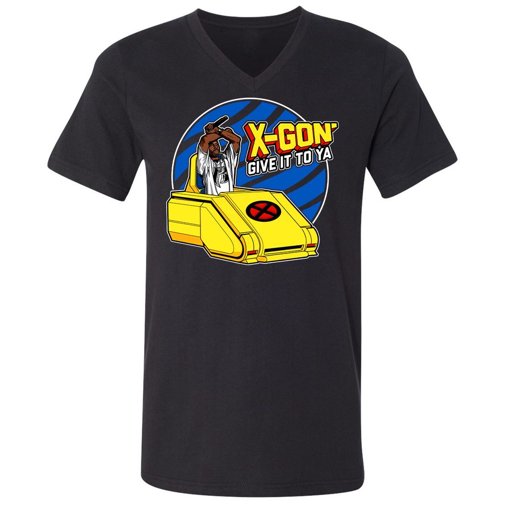 Unisex V-Neck T-Shirt - ZE6WX3FP - Black - 1