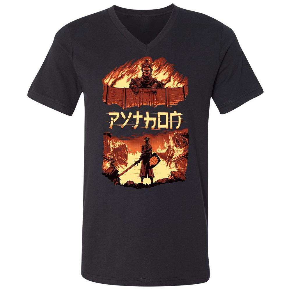 Unisex V-Neck T-Shirt - TAA8EYKU - Black - 1