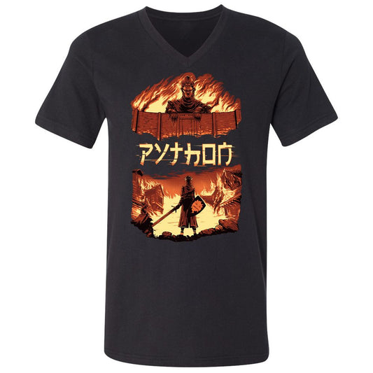 Unisex V-Neck T-Shirt - TAA8EYKU - Black - 1