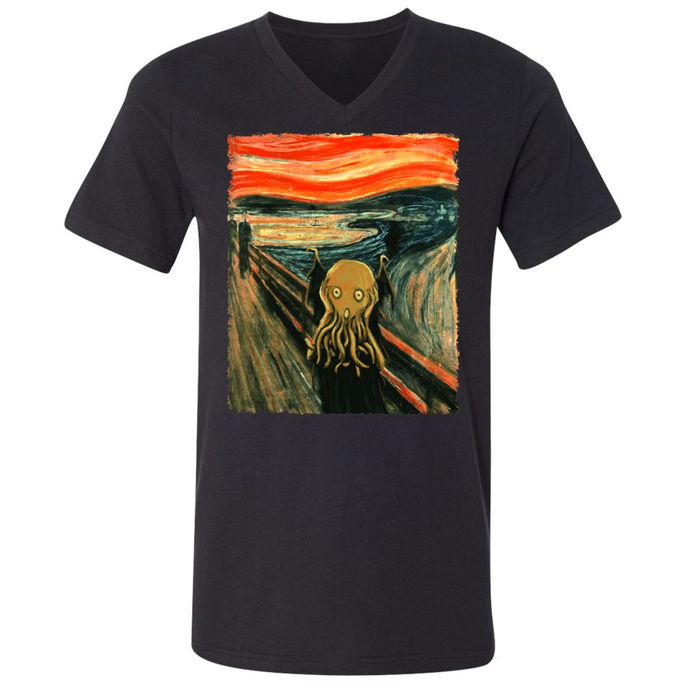Unisex V-Neck T-Shirt - VQBQP7LZ - Black - 1