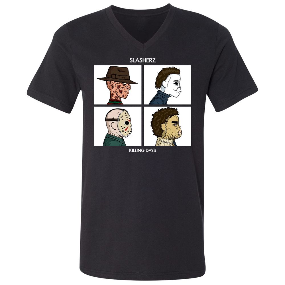 Unisex V-Neck T-Shirt - D9KU5CVK - Black - 1