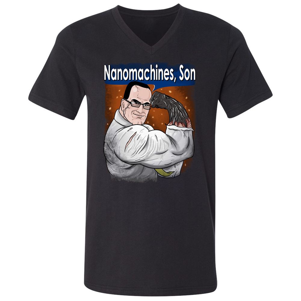 Unisex V-Neck T-Shirt - C4NWJQAN - Black - 1