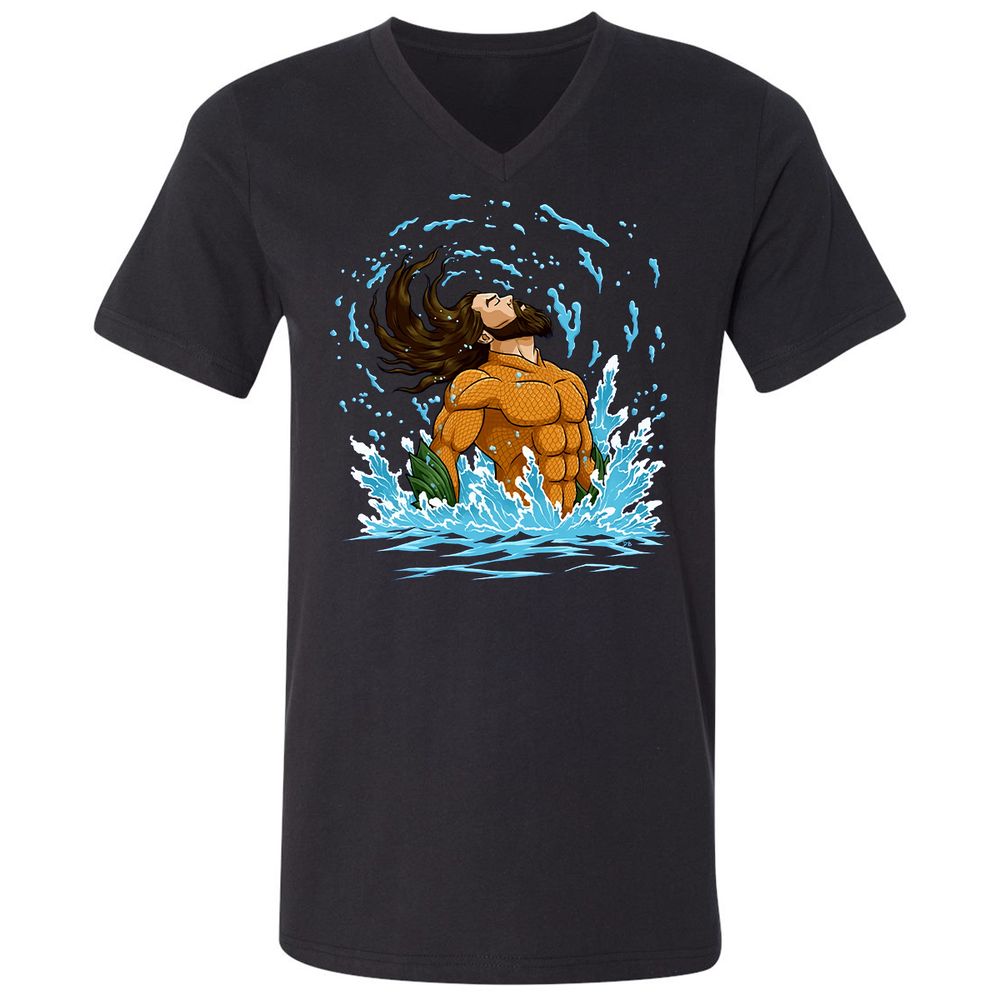 Unisex V-Neck T-Shirt - WK6BK53N - Black - 1