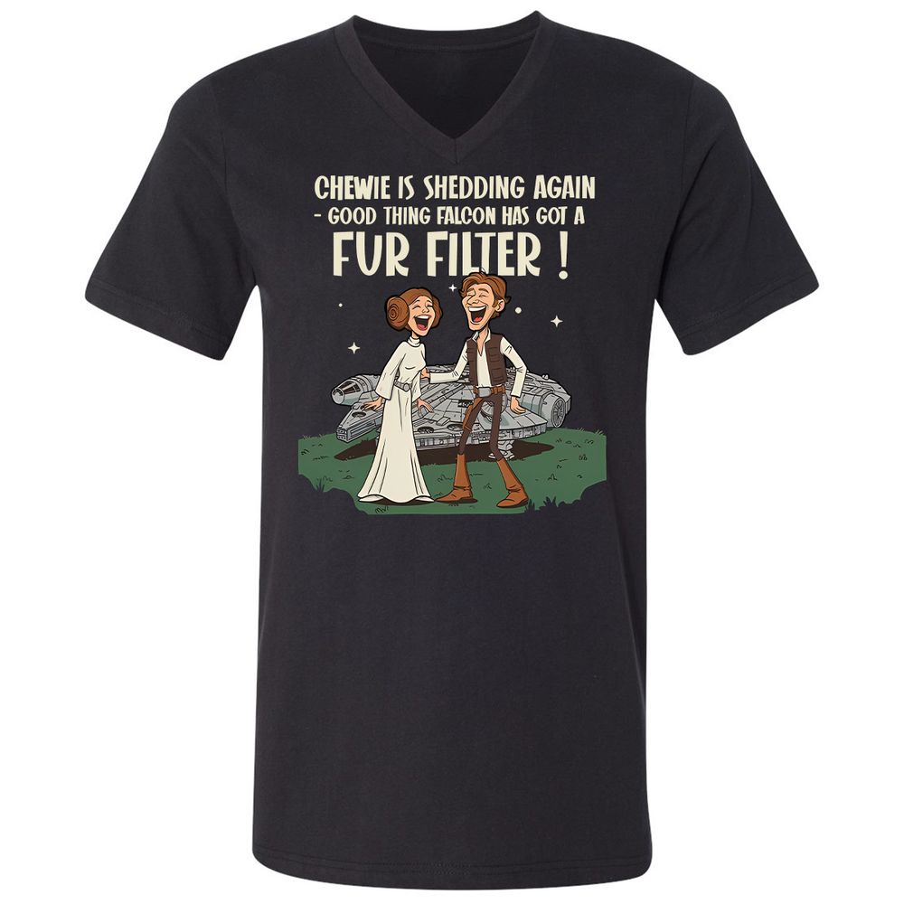 Unisex V-Neck T-Shirt - K36L2C8H - Black - 1