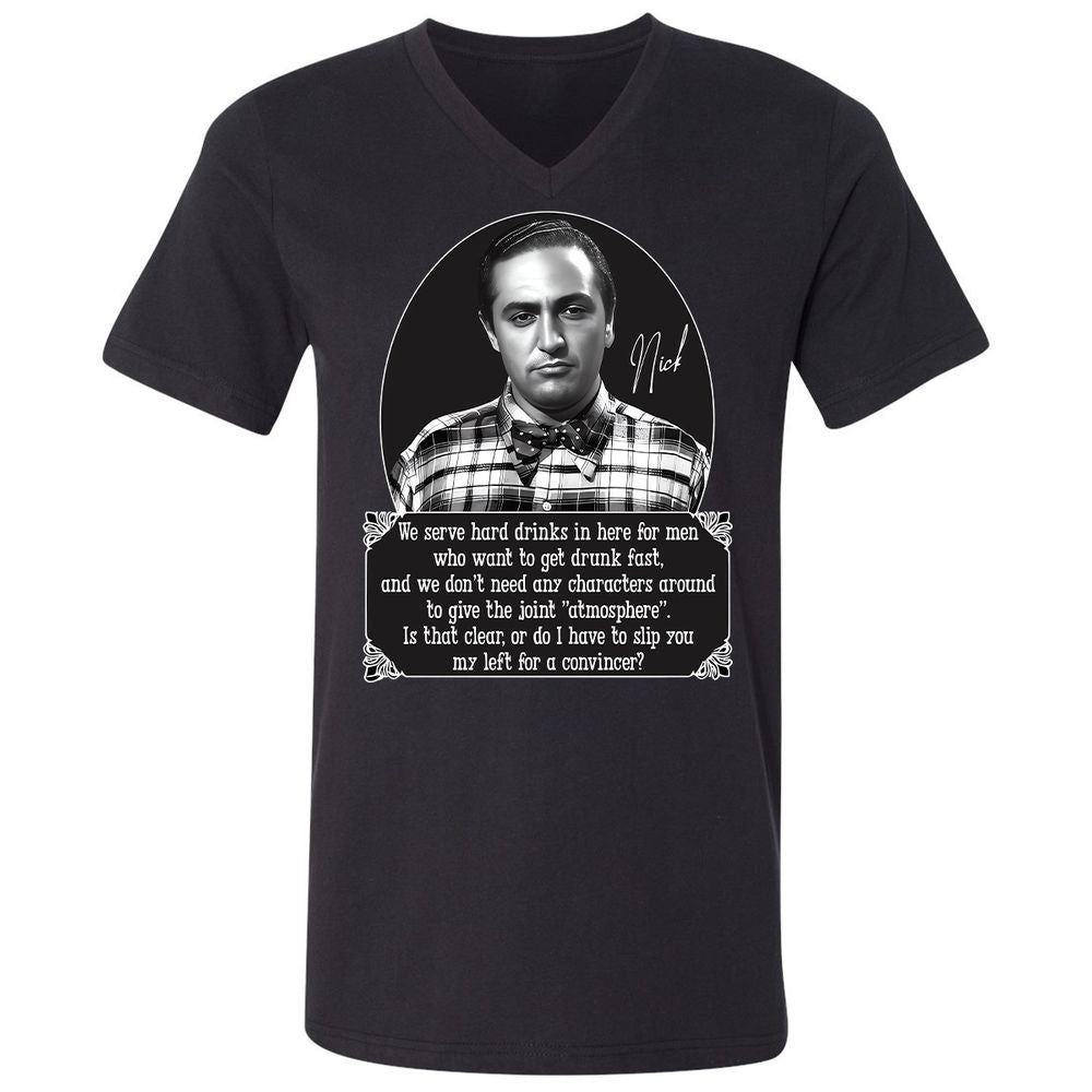 Unisex V-Neck T-Shirt - HN55QJZX - Black - 1