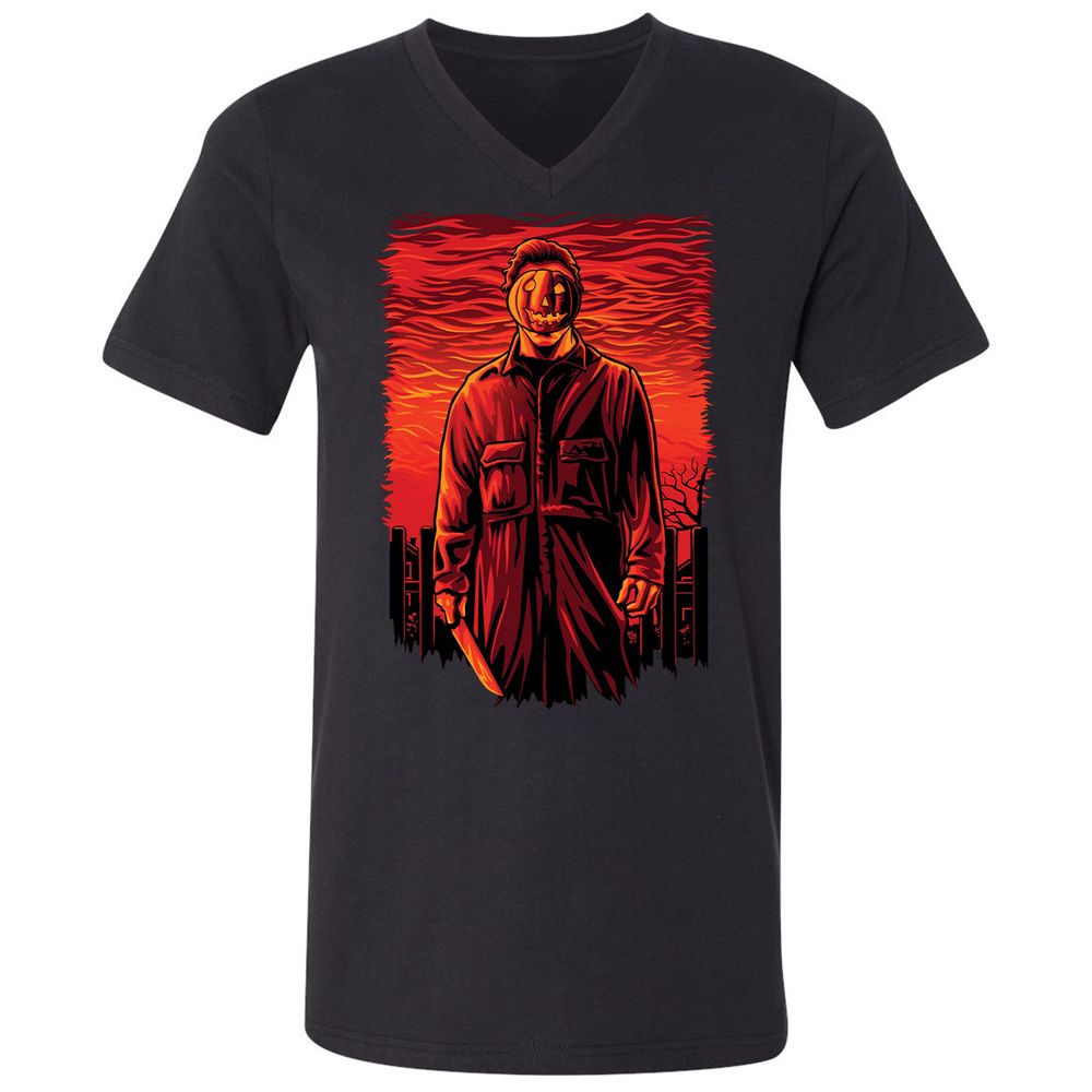Unisex V-Neck T-Shirt - F22K7U5P - Black - 1