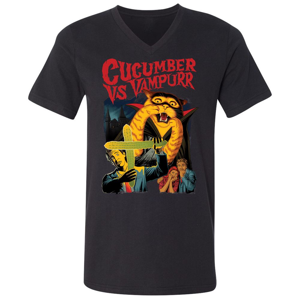 Unisex V-Neck T-Shirt - 3GF5JTE6 - Black - 1